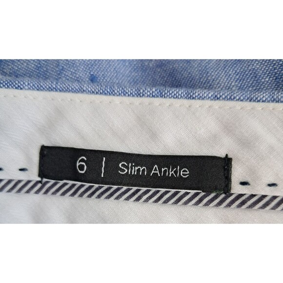 100% Linen Talbots Slim Ankle Blue Chambray Pants 6 - Picture 8 of 12